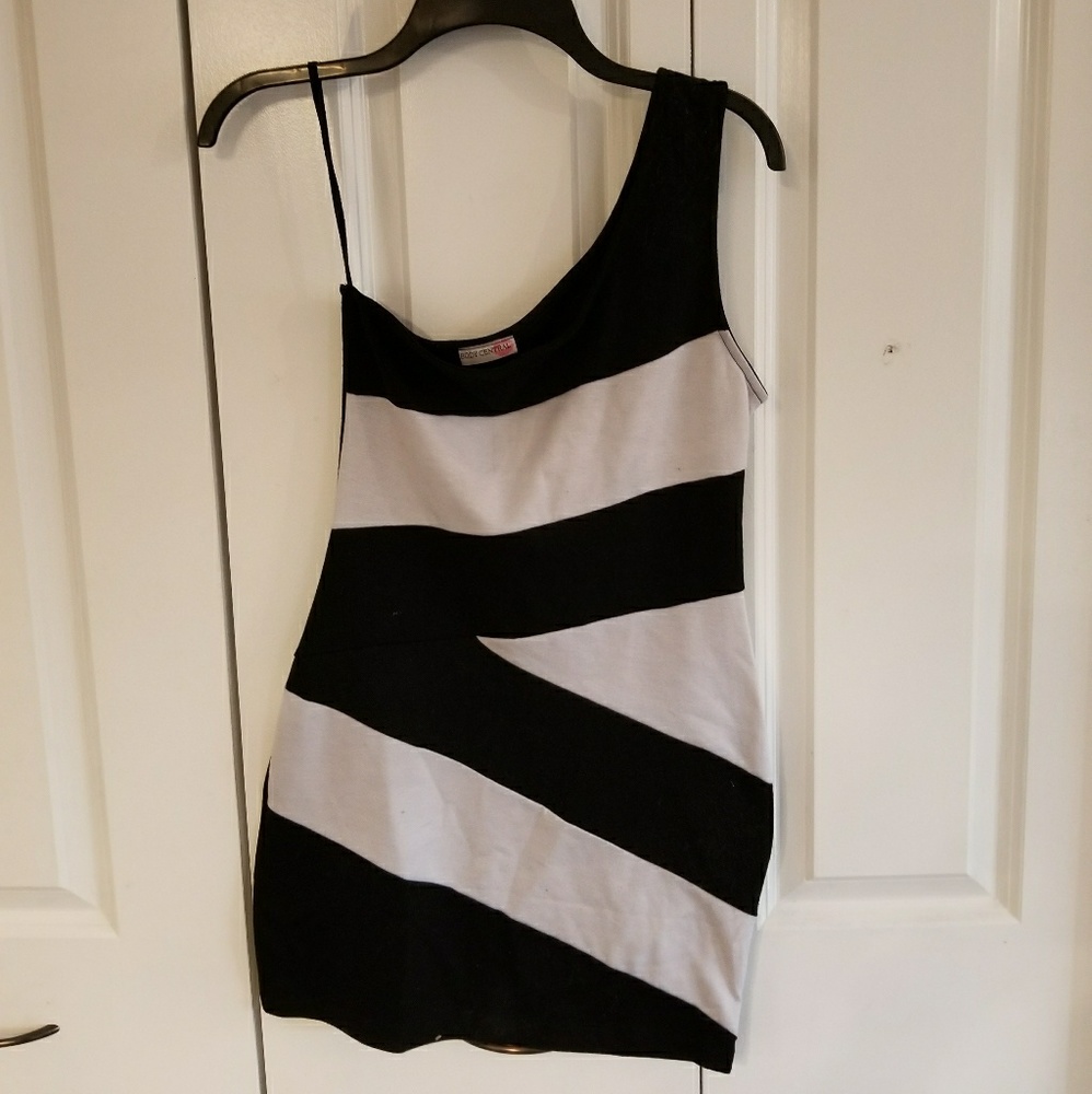 BODY CENTRAL Black and White Dress